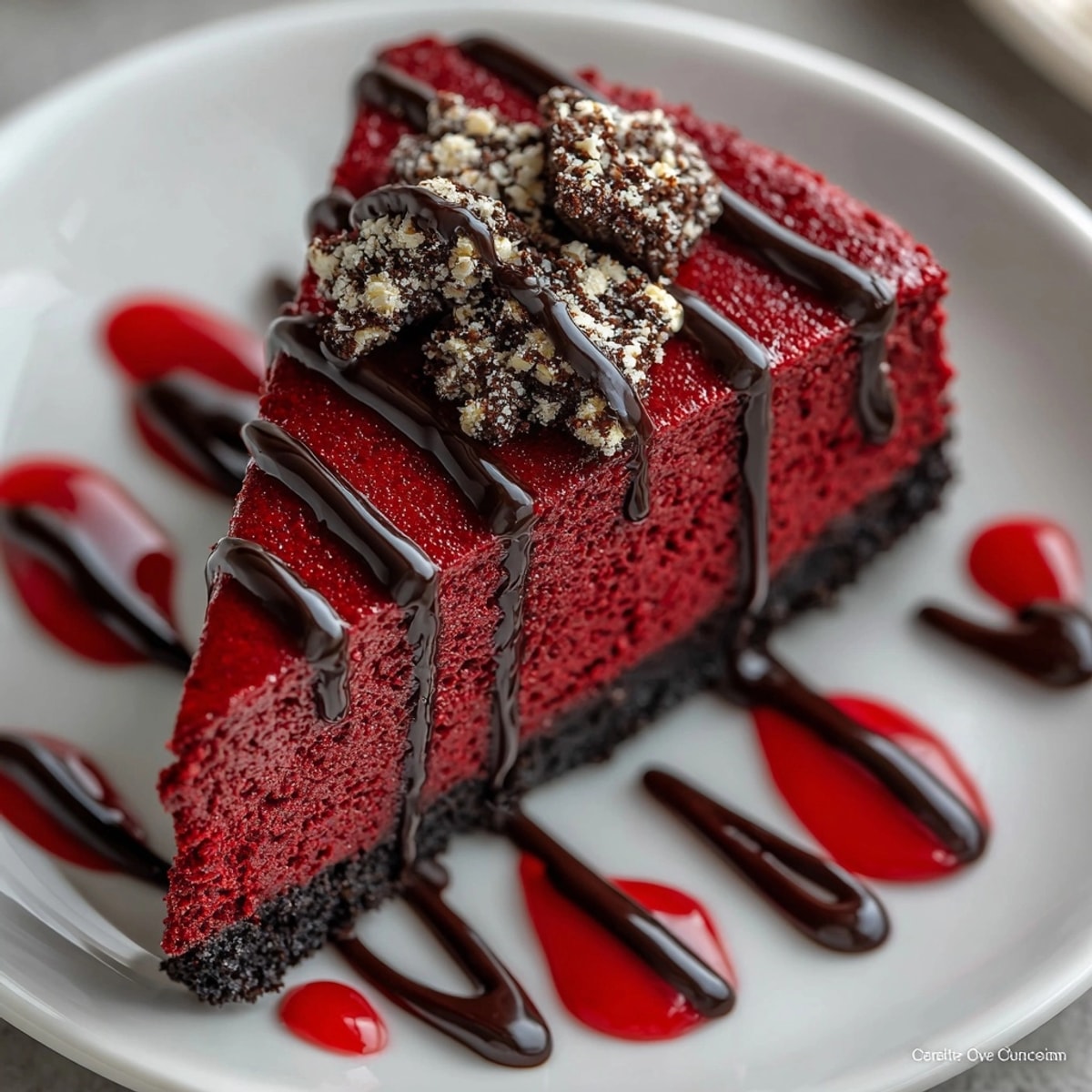 Creamy cheesecake slice with crumbly graham cracker crust, perfectly served with whipped cream