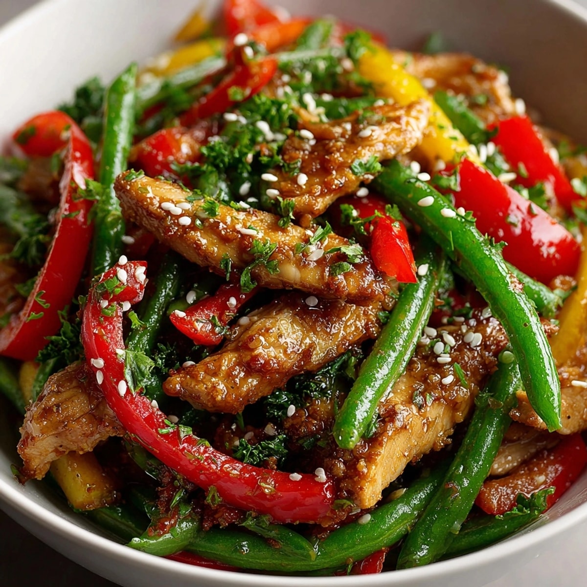 Quick Garlic-Butter Turkey Stir-Fry sizzling in a wok, a simple, flavorful 25-minute dinner.
