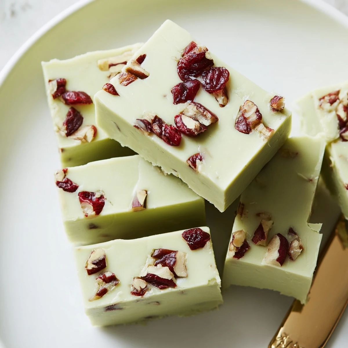 Decadent matcha white chocolate fudge recipe, perfect for holiday dessert sharing.  