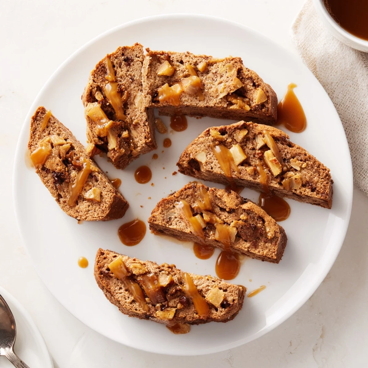 Deliciously baked Caramel Apple Biscotti Dunkers, featuring dried apples and caramel, ideal for dipping.