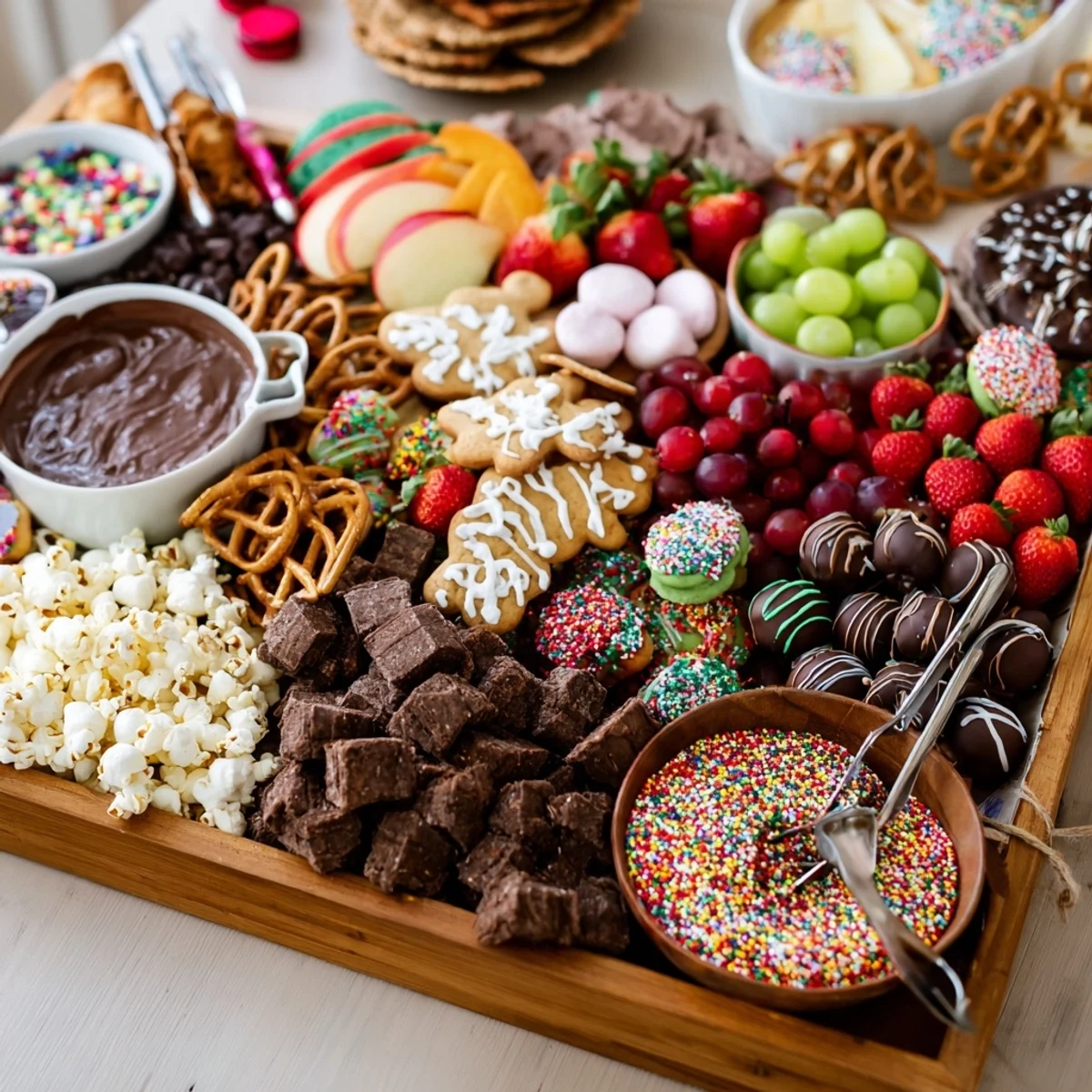 Tempting arrangement of themed snacks and treats inviting guests to indulge delightfully.