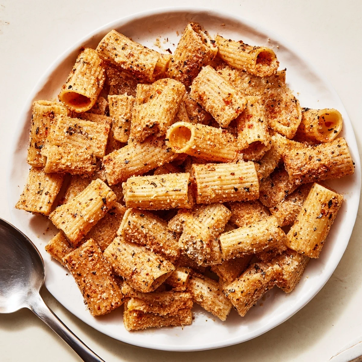 Savory pasta chips seasoned variety, a crunchy delight perfect for sharing with friends.