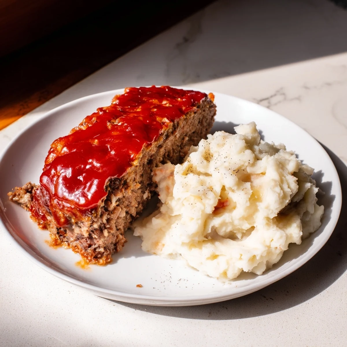Classic meatloaf & mashed potatoes, a hearty family meal with savory meatloaf and fluffy potatoes.