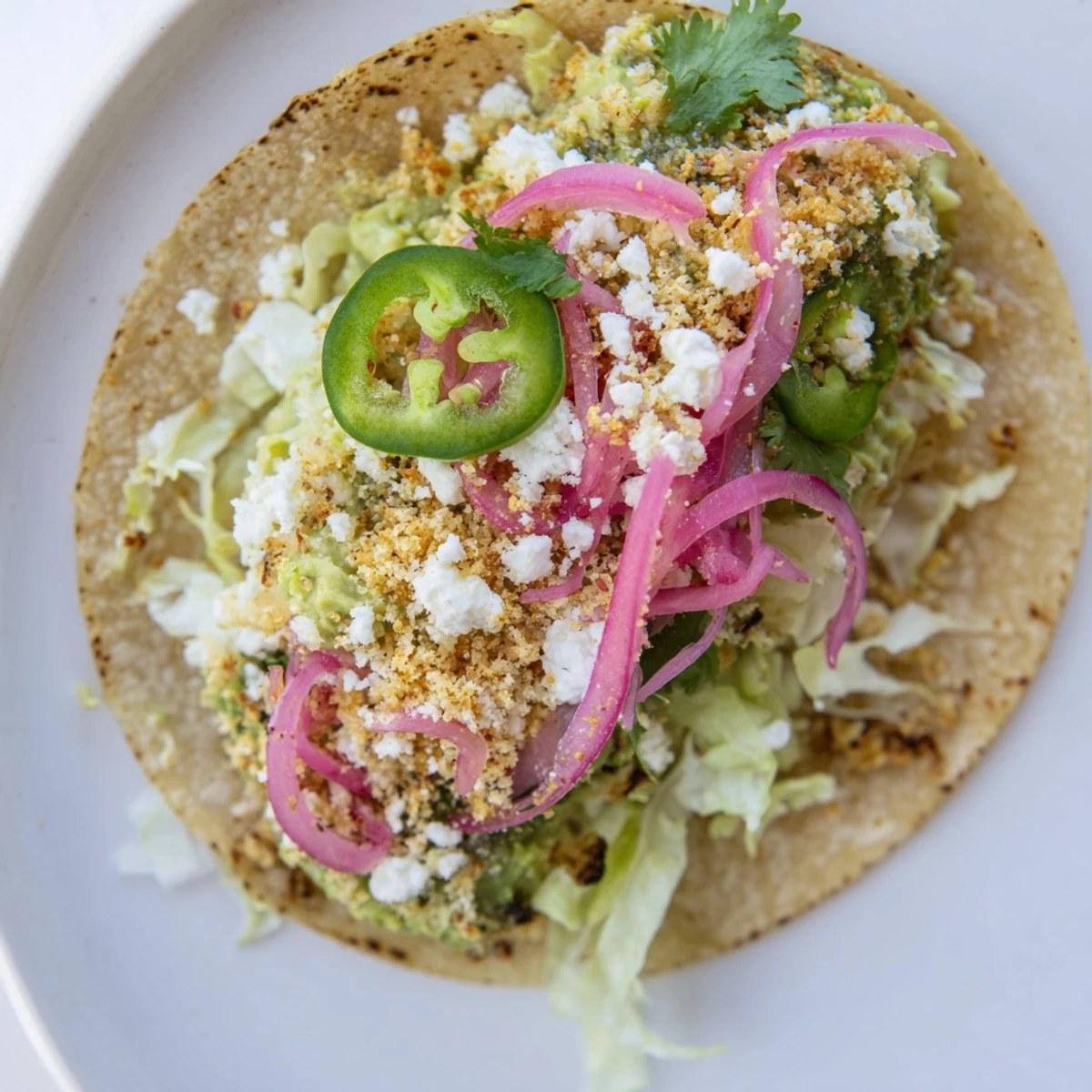 These easy tacos feature the zesty tang of pickled red onions, perfect for a quick and flavorful meal.