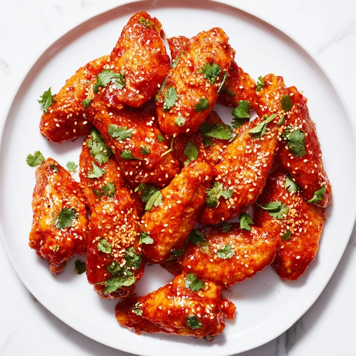 Golden, crispy Honey Sriracha Chicken Wings drizzled with a glossy, flavorful glaze, perfect for sharing.
