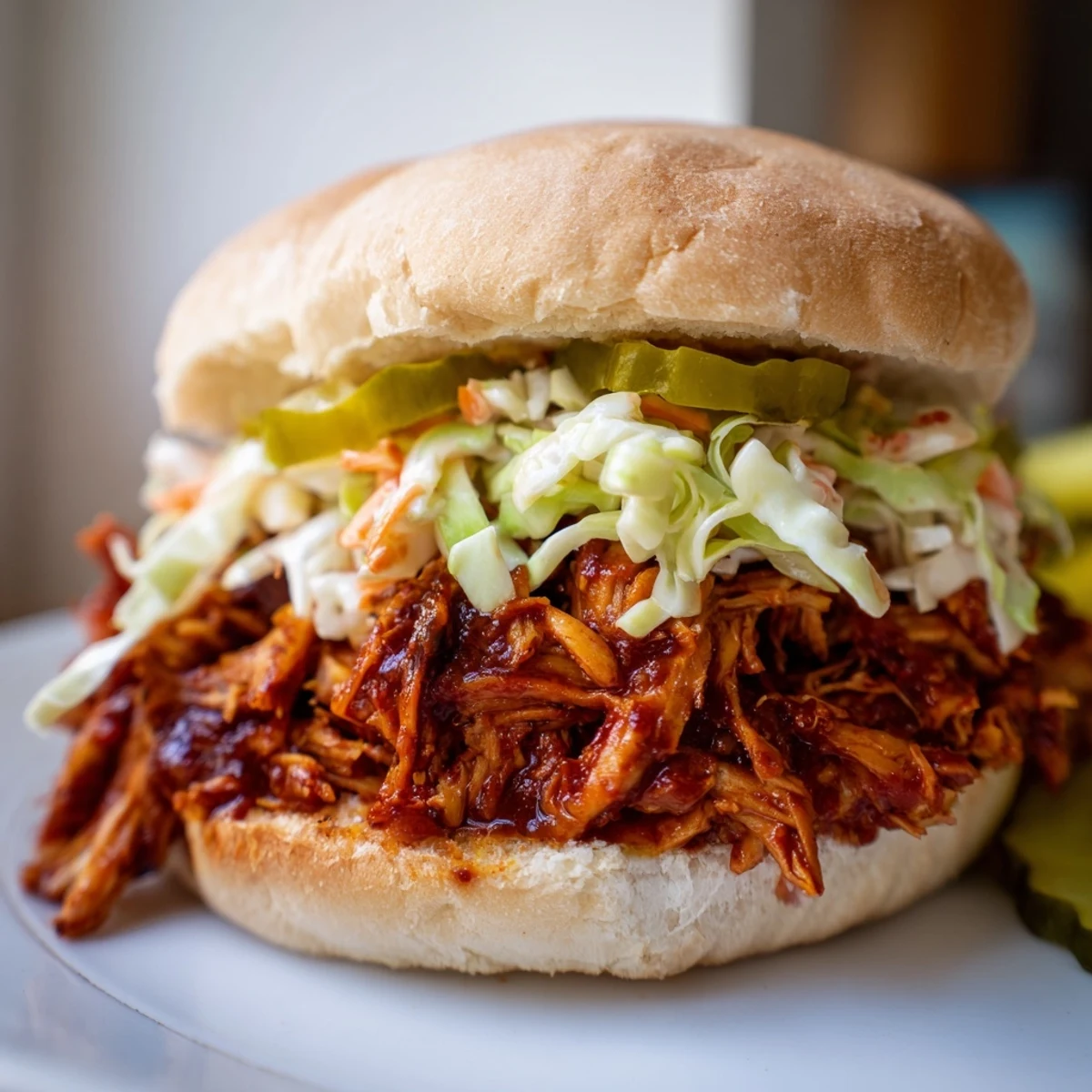 Tender and flavorful BBQ jackfruit pulled pork sandwiches with creamy coleslaw; a vegan delight.