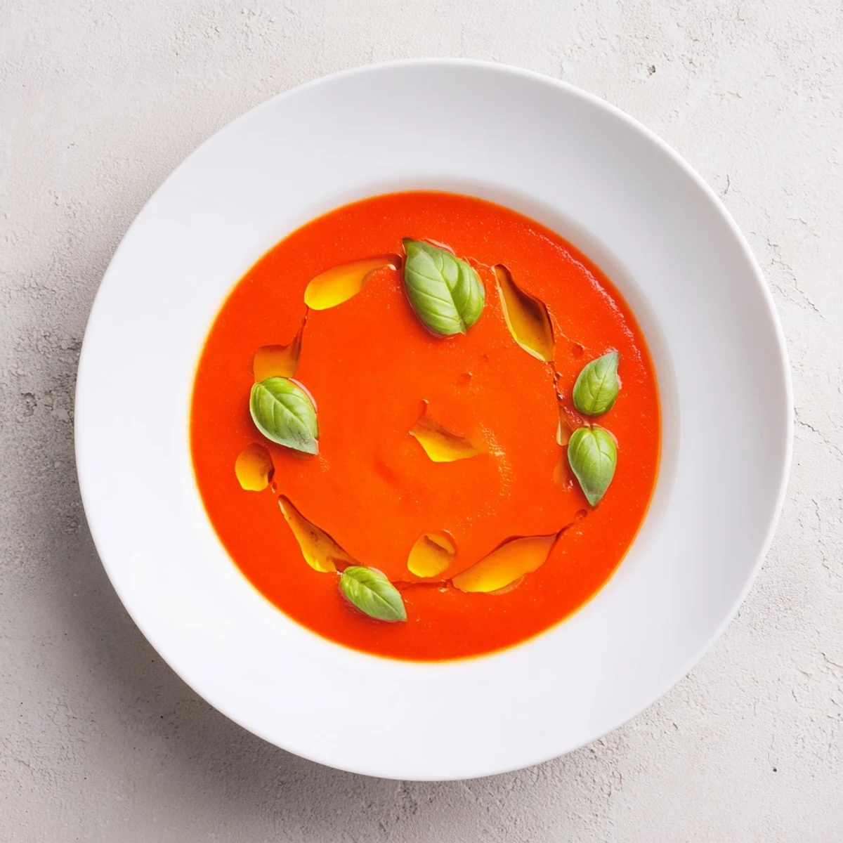 A close-up of delicious Spicy Tomato & Roasted Pepper Soup, ready to be served with crusty bread.