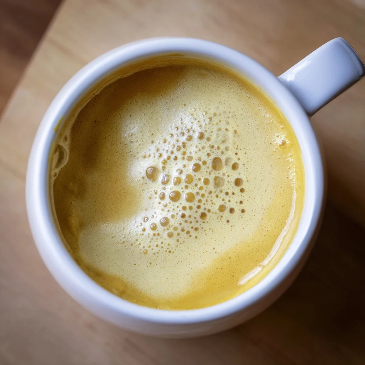 The finished savory Onion Latte, showcasing the blended caramelized onion base and frothy milk.