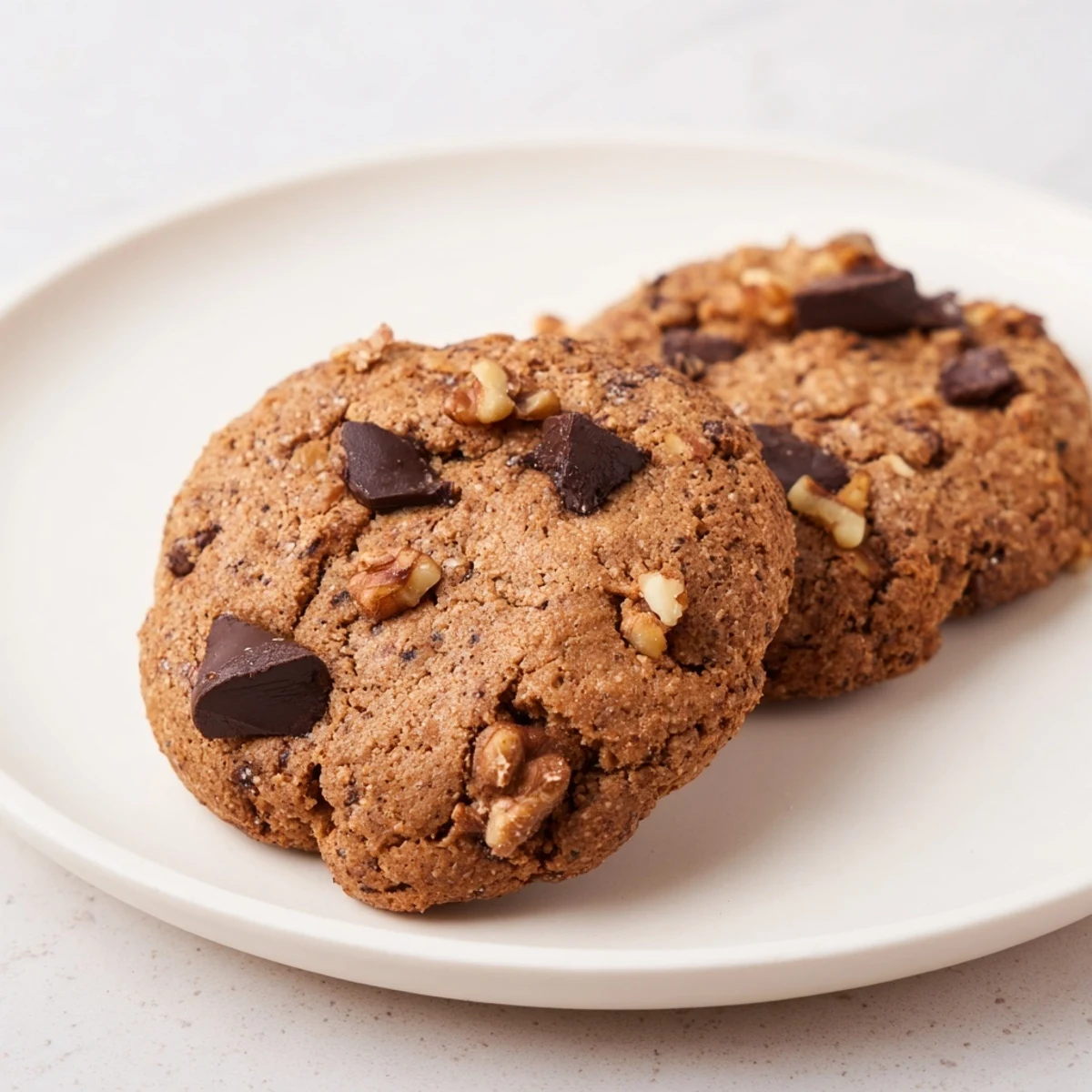 Golden-brown Chewy Protein Chocolate Chip Cookies, fresh from the oven, offering a delightful and healthy treat.