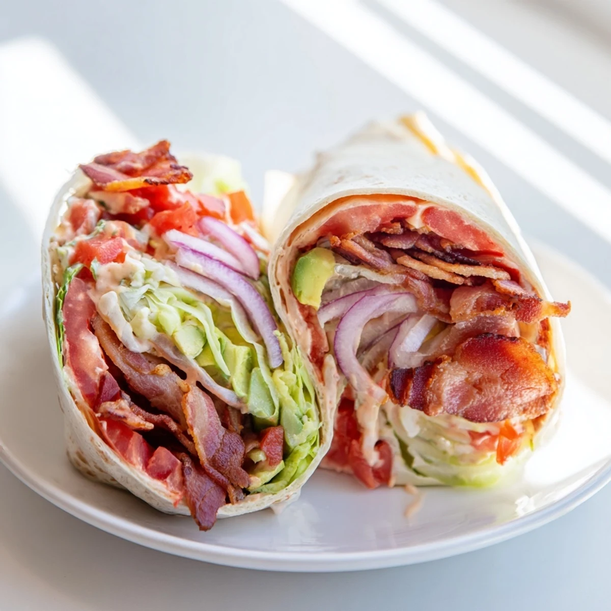 Zesty BLT Wraps with chipotle mayo showcase crispy bacon and fresh veggies, a perfect lunch wrap.