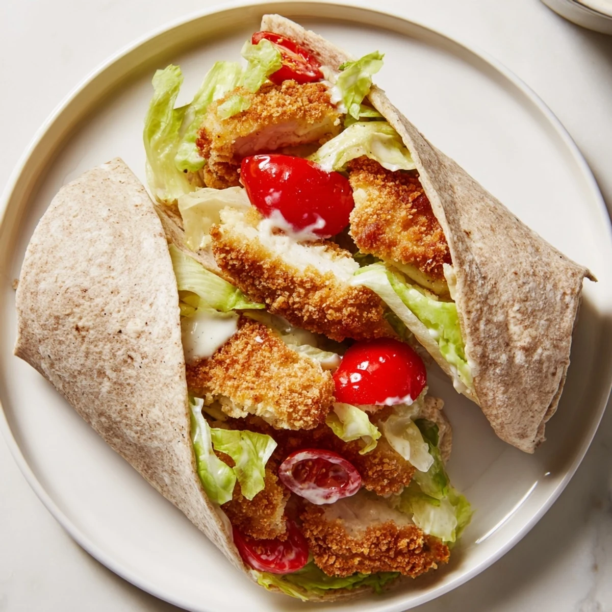 Freshly made Crispy Santa Hat Chicken Caesar Wrap; a delicious, high-protein meal, perfect for any occasion.