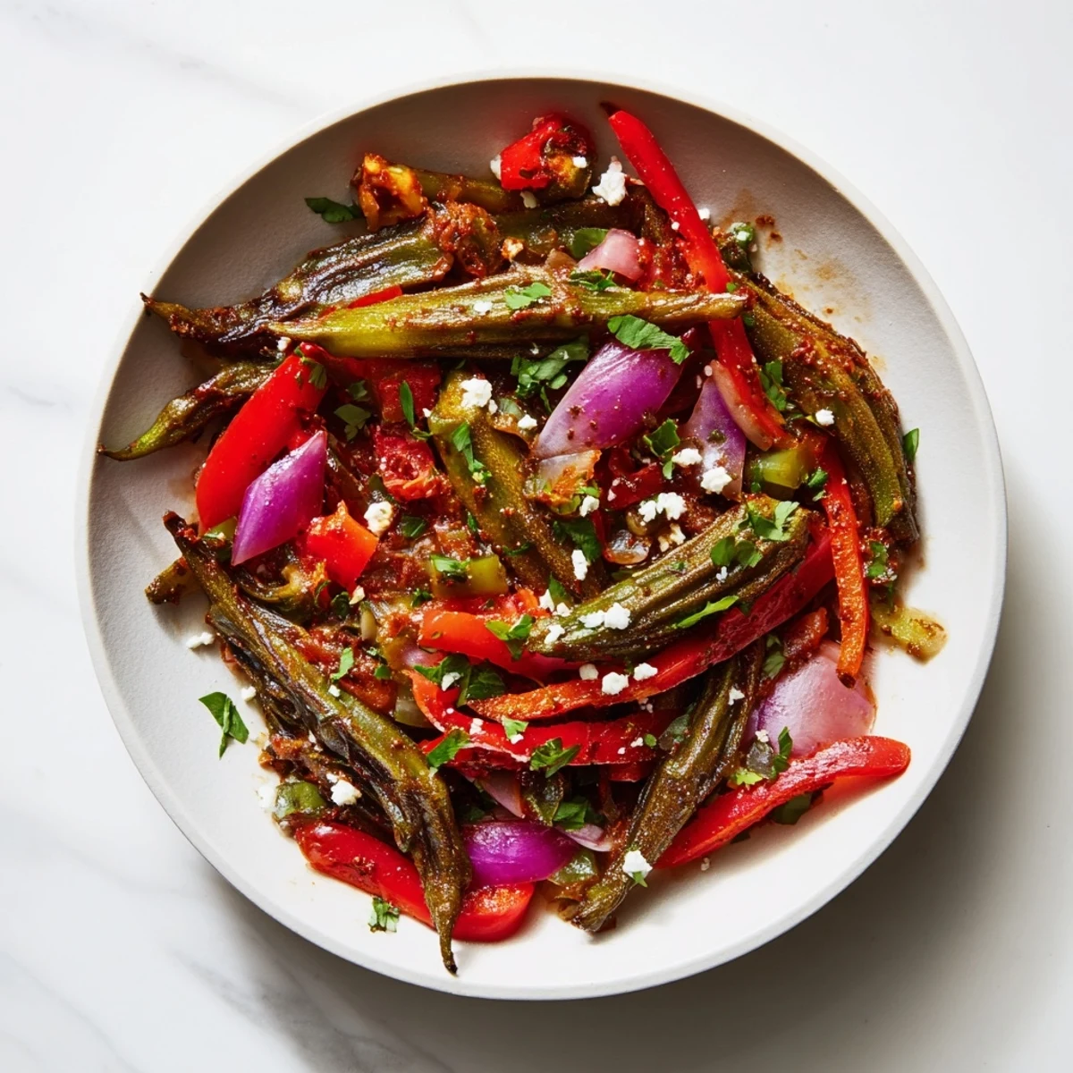 A beautiful platter of Desert Cactus Tacos, featuring vibrant sautéed nopales and delicious toppings.