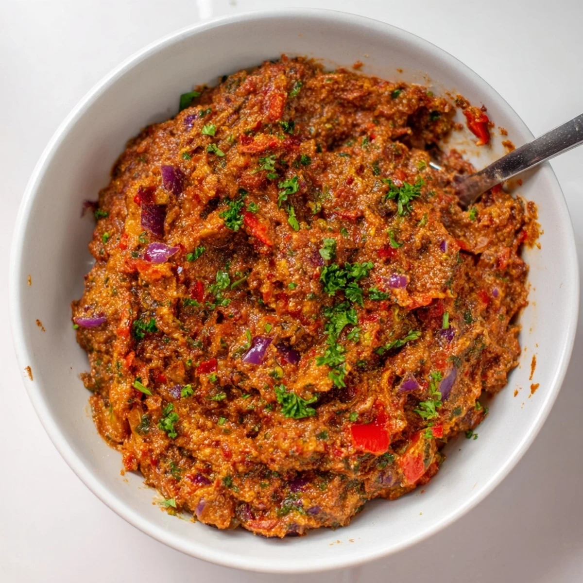 Fiery aroma of the delicious Volcanic Lava Spicy Dip, perfect for dipping tortilla chips or vegetables.