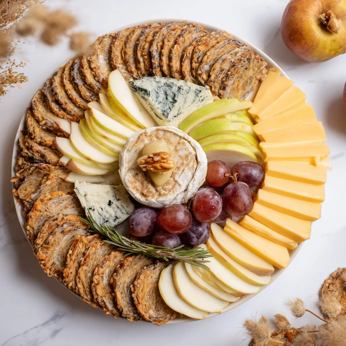 Enjoy this elegant Cheese Plate, with its assortment of cheeses, perfect for any gathering and delicious.