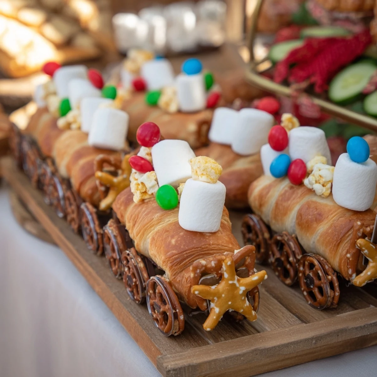Delicious homemade Polar Express Train Treat Board, artfully arranged for a fun, shareable snack.