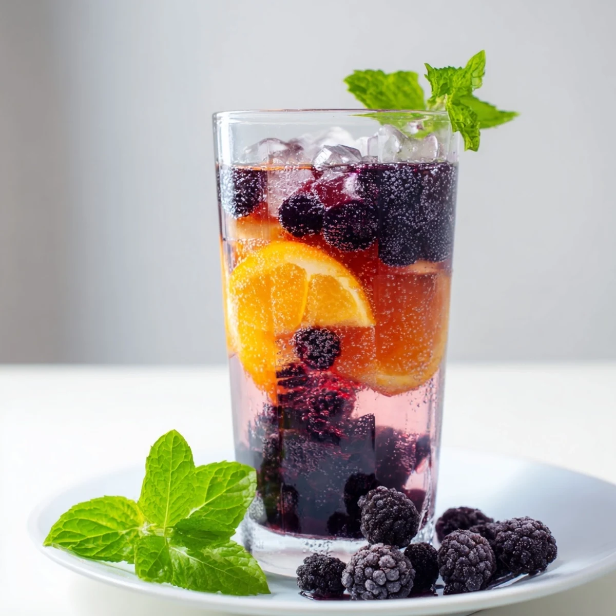 Sparkling Juice with Raspberries