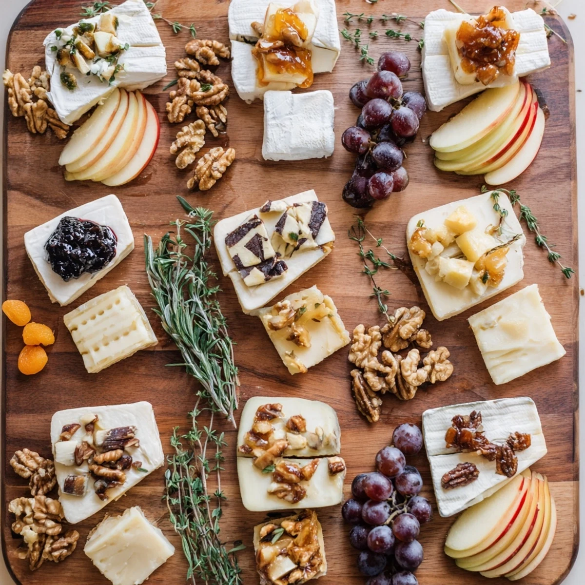 Vibrant Twelve Days of Cheese Board with artisanal breads and an array of delicious cheese varieties and accompaniments.