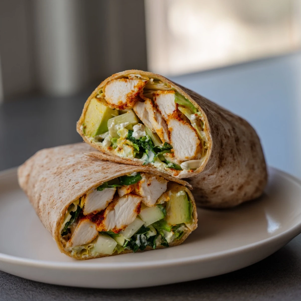 Tender grilled chicken and vibrant Green Goddess Cabbage Salad compose these delicious wraps.