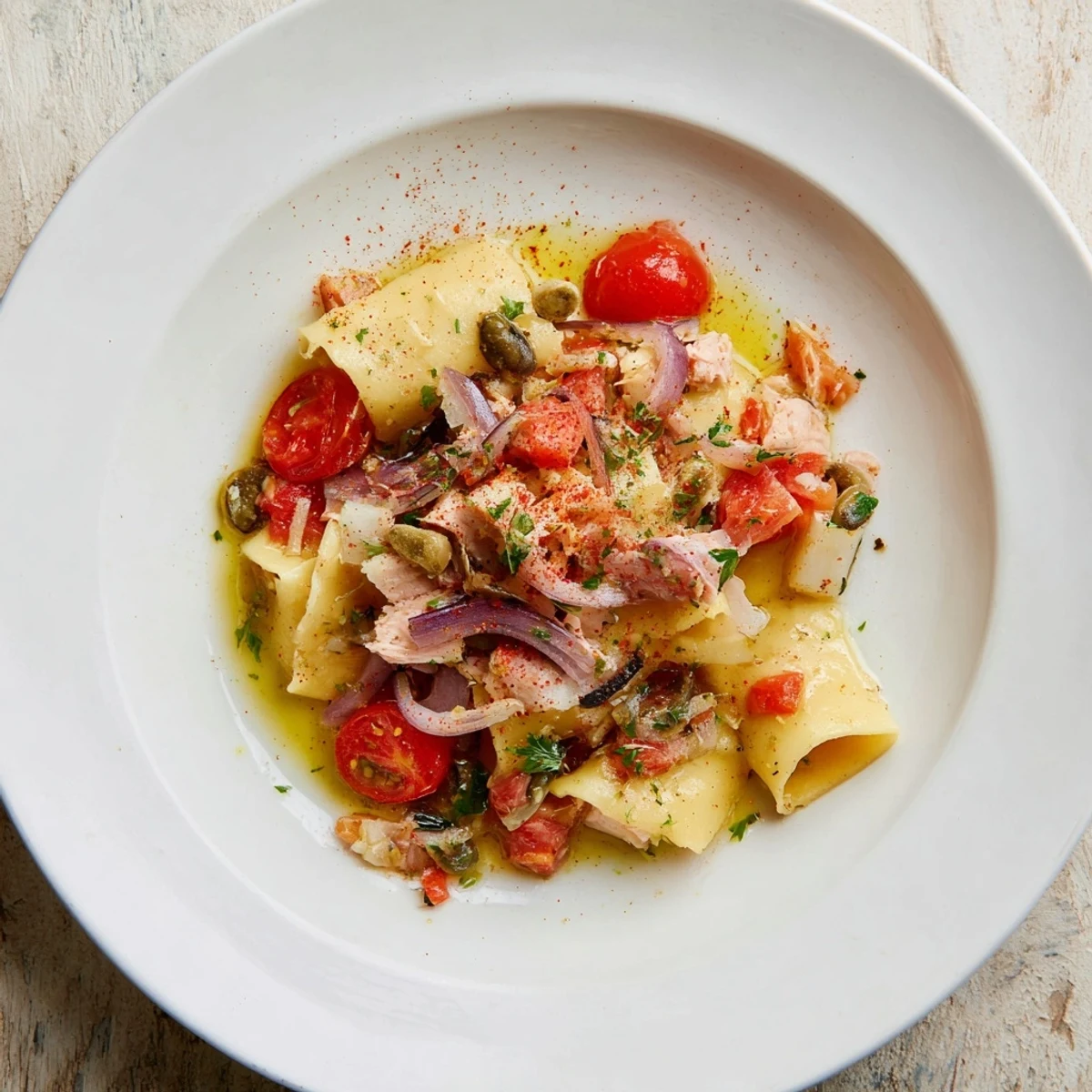 Flaky tuna and chickpeas make this Dense Chickpea and Tuna Salad a quick, delicious pescatarian lunch.