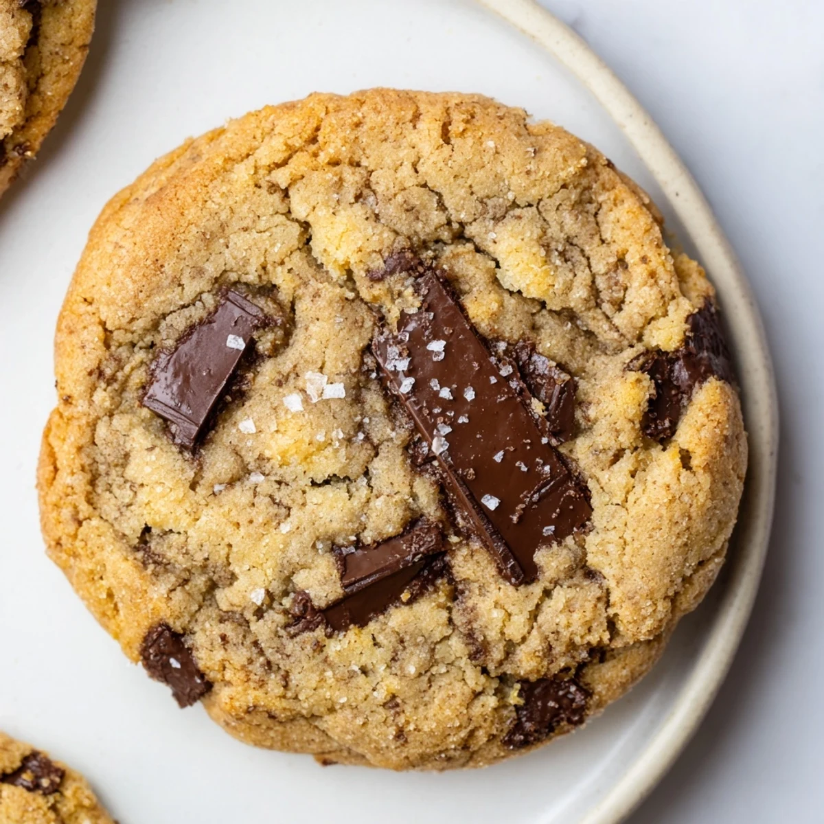 Close-up of a stack of Miso Brown Butter Cookies, showcasing their delightful texture and flavor.