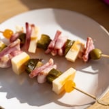 These flavorful Savory Skewers: Meat, Cheese, and Pickle Cube Skewers showcase colorful cubes of meat, cheese, and tart pickles.