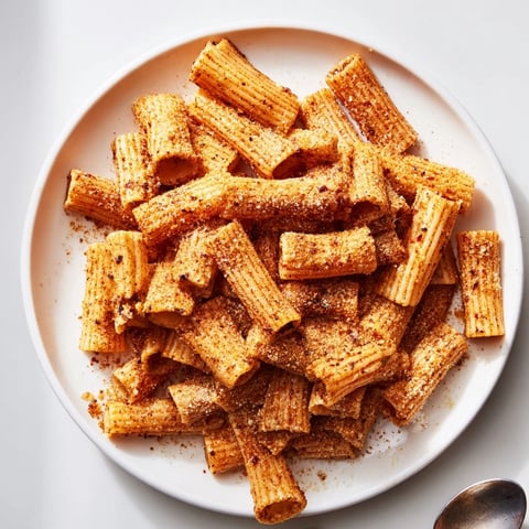 Crispy pasta chips seasoned variety, perfect for dipping and snacking enjoyment.  