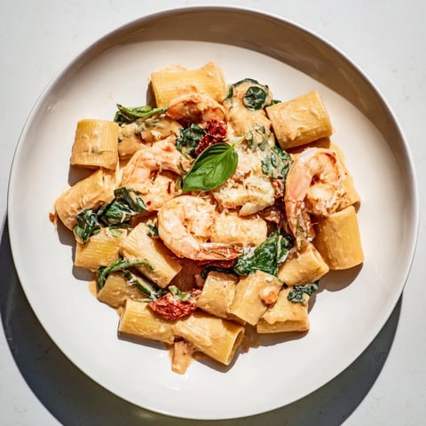 One-pot Marry Me Shrimp Pasta served in a bowl, showcasing creamy tomato sauce and plump shrimp.