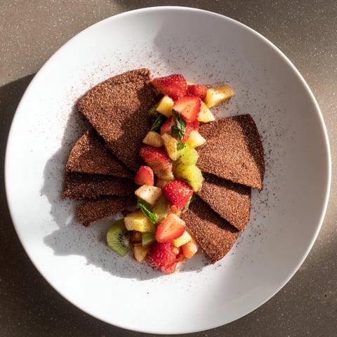 Crispy dessert chips with sweet fruit salsa, a delicious and unique take on the classic.