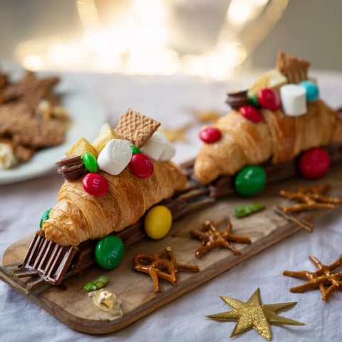 Festive Polar Express Train Treat Board, filled with sweet and savory snacks for holiday revelry.