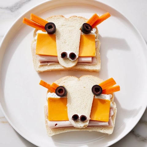 Whimsical horse head sandwich cutouts, perfect for a fun lunch, with carrot manes and olive eyes.