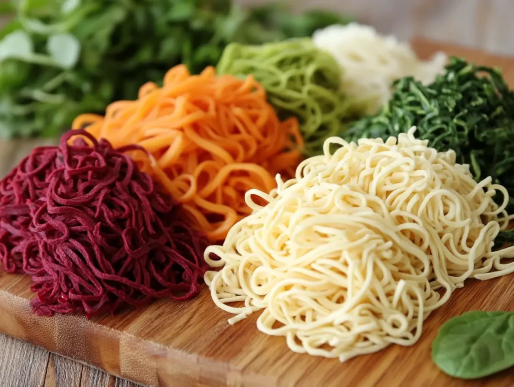 A colorful assortment of egg noodles