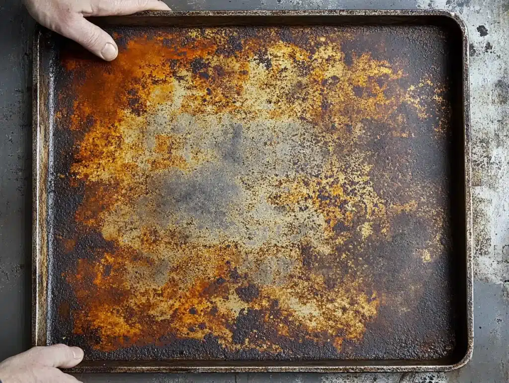 visual showing the removal of rust from a Blackstone griddle