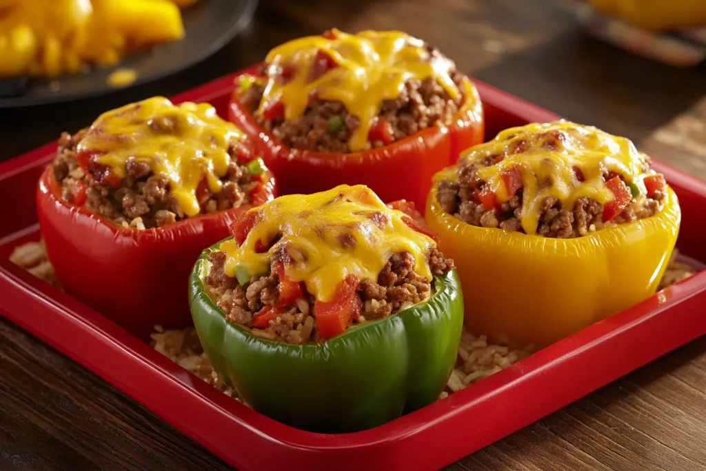 Stuffed Peppers with Ground Beef and Sausage