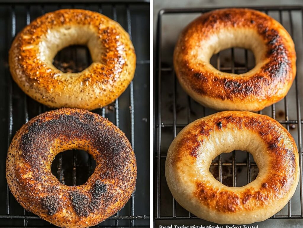 burnt bagels unevenly toasted bagels and Perfect Toasted Bagels 