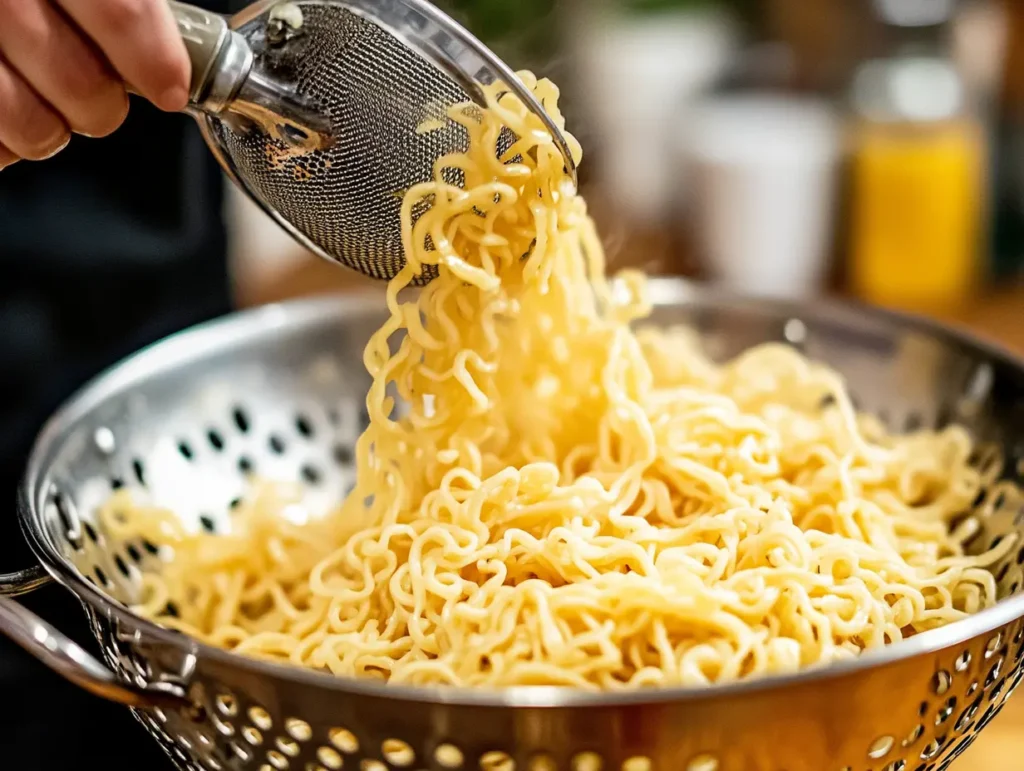 freshly boiled egg noodles